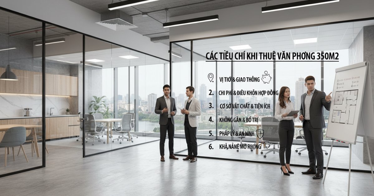 Các tiêu chí cần lưu ý khi tìm kiếm nơi cho thuê văn phòng 350m2