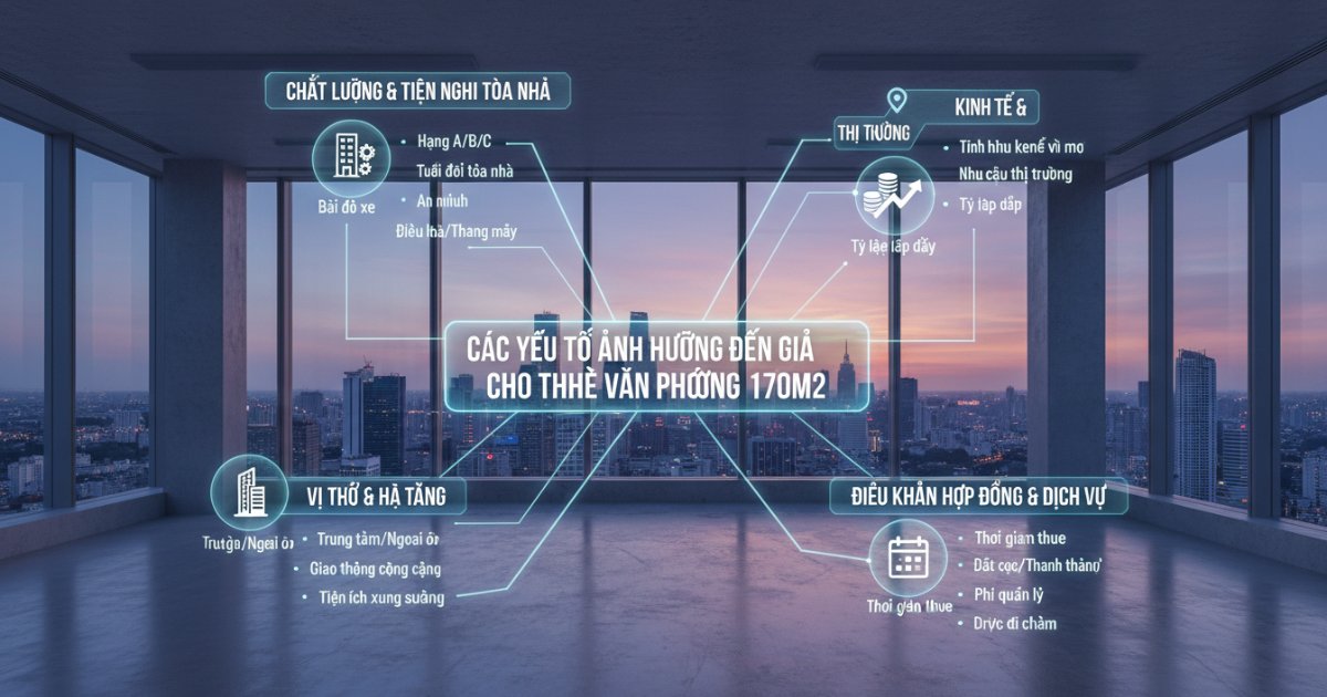 Các yếu tố ảnh hưởng đến giá cho thuê văn phòng 170m2