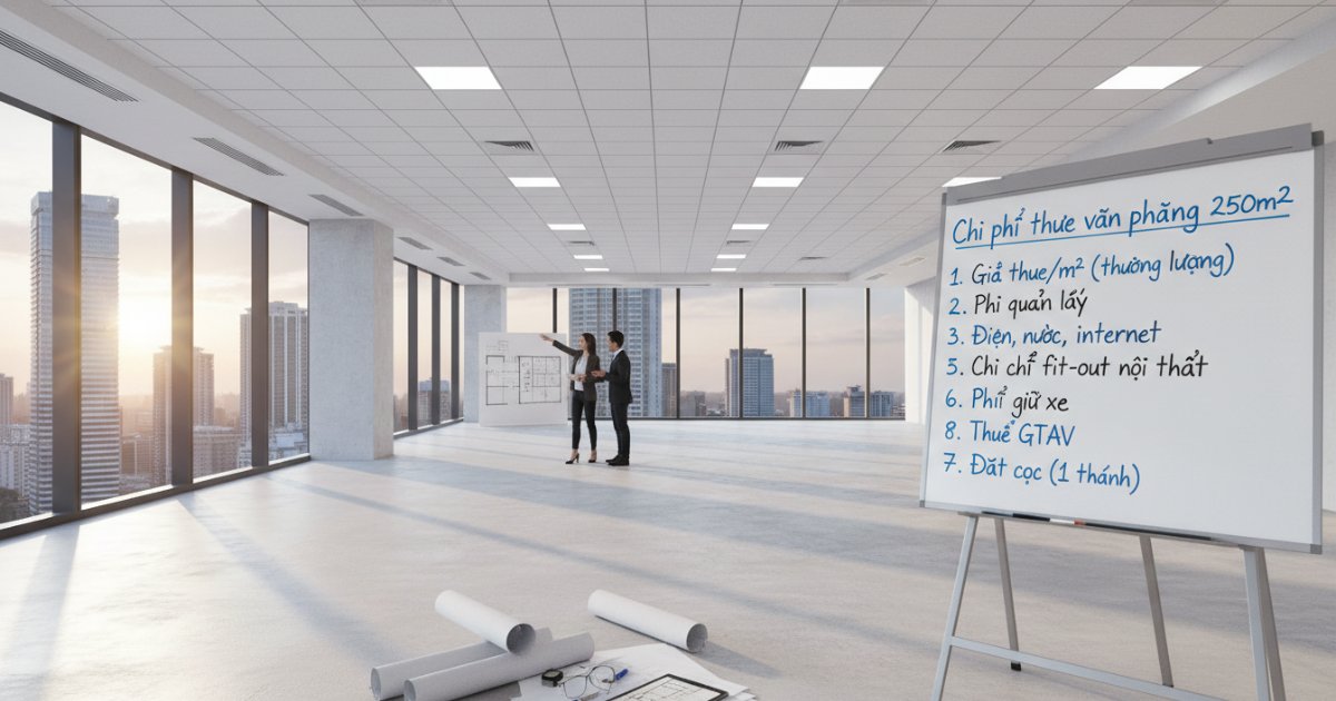 Những lưu ý về chi phí khi thuê văn phòng 250m2