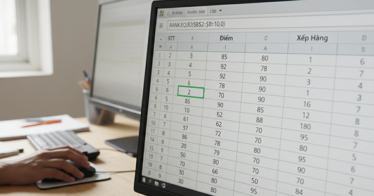 hàm xếp hạng trong excel