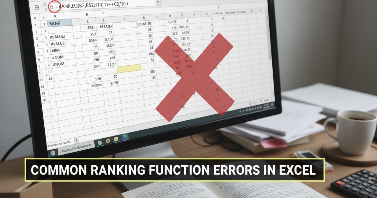 Một số lỗi thường gặp khi sử dụng hàm xếp hạng trong excel