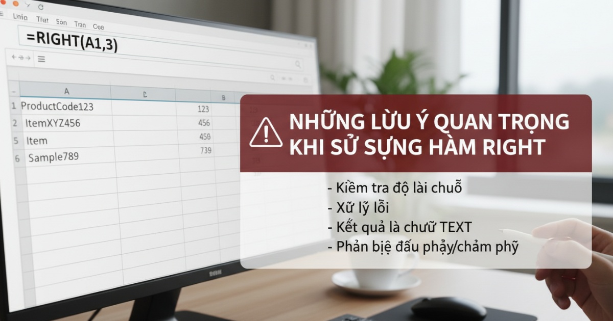 Những lưu ý quan trọng khi sử dụng hàm RIGHT
