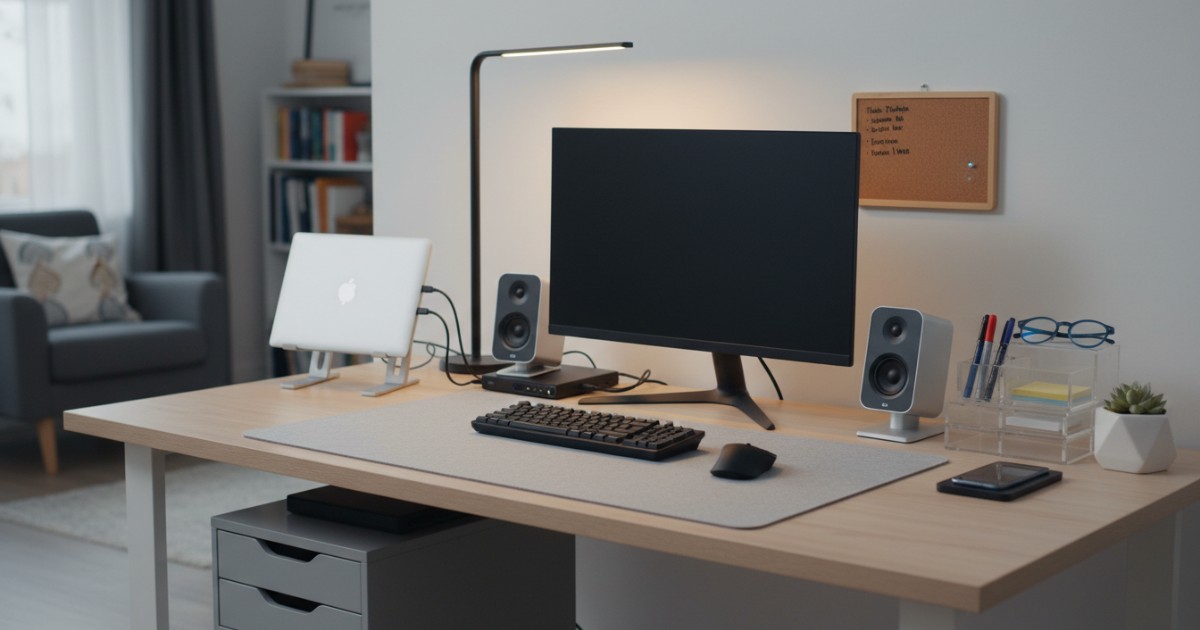 Sắp xếp đồ đạc khoa học trên bàn làm việc