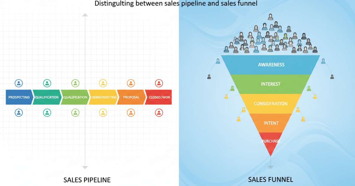 Distinguishing between sales pipeline and sales funnel